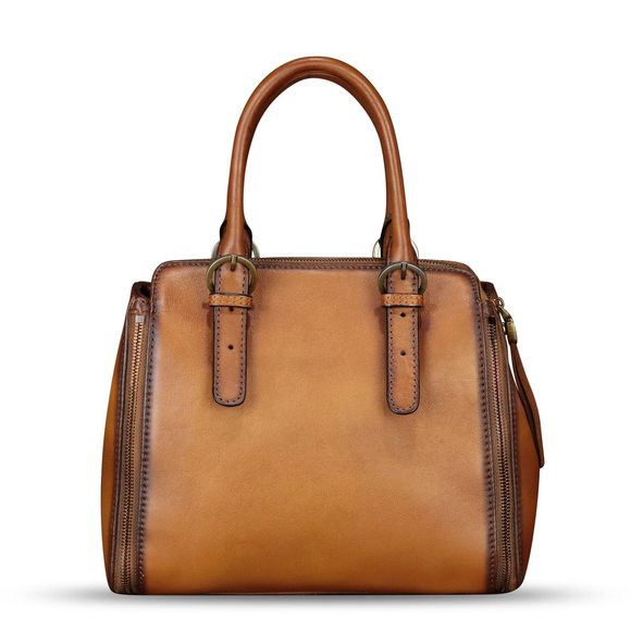 Genuine Leather Handbag Hand Painted Leather Top Handle Purse c: - Picture 7 of 7